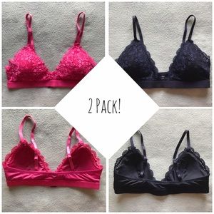 2 Pack of Padded Lace Bralettes
